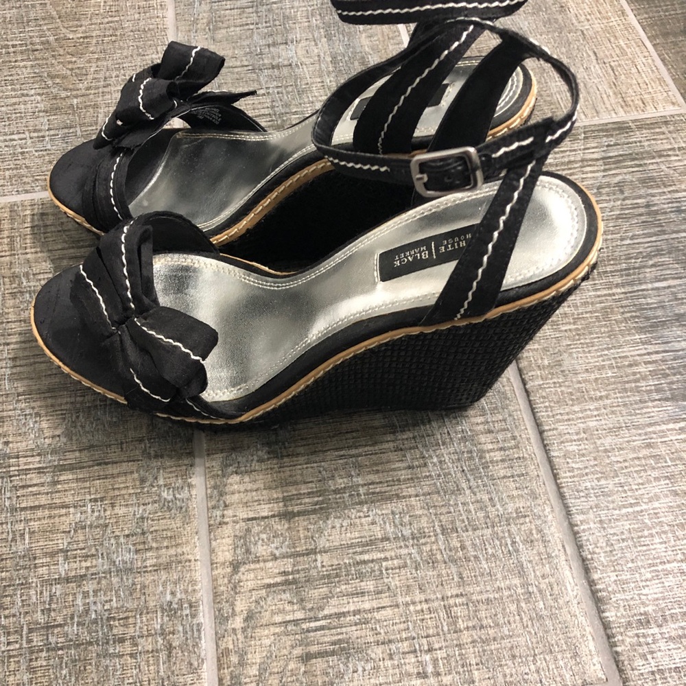 White House Black Market Black Wedge Sandals